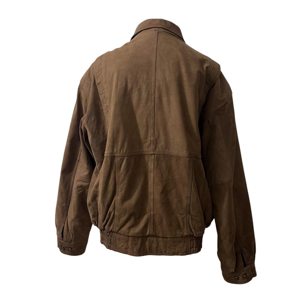 Vintage Current Editions Brown Leather Bomber Jacket Mens L Distressed Heavy - Picture 5 of 7